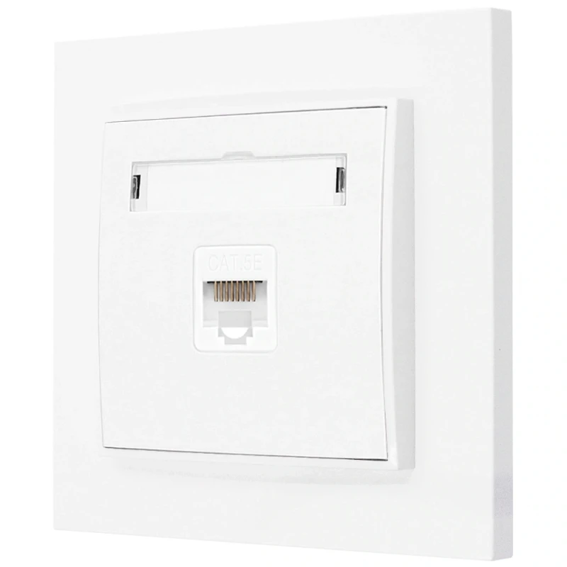 Gniazdo internetowe rj45 1x z ramką prostą seria MINI kolor biały mat