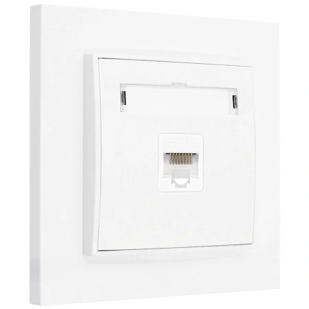 Gniazdo internetowe rj45 1x z ramką prostą seria MINI kolor biały mat