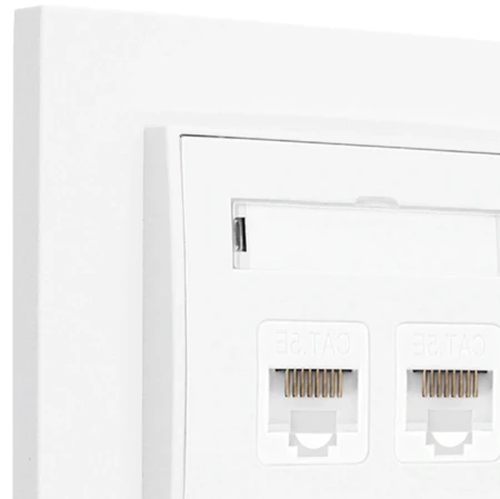 Gniazdo internetowe rj45 2x z ramką prostą seria MINI kolor biały mat