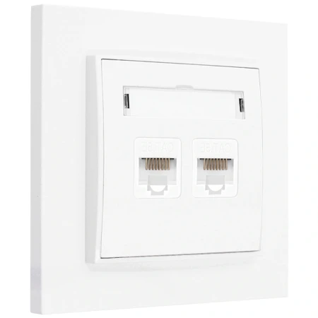 Gniazdo internetowe rj45 2x z ramką prostą seria MINI kolor biały mat