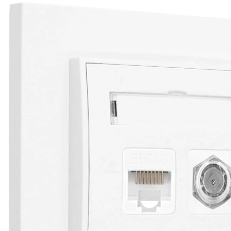 Gniazdo rj45/antenowe z ramką prostą seria MINI kolor biały mat