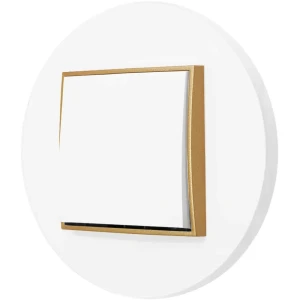 Włącznik pojedynczy z ramką okrągłą seria MINI kolor biały mat/złoty