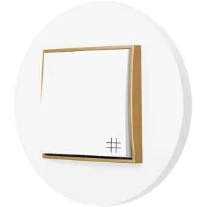 Włącznik krzyżowy z ramką okrągłą seria MINI kolor biały mat/złoty