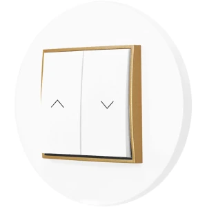 Włącznik roletowy zwierny z ramką okrągłą seria MINI kolor biały mat/złoty