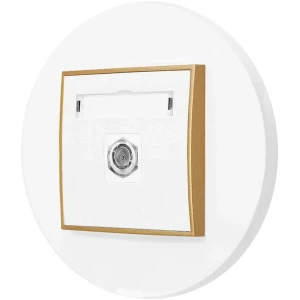 Gniazdo antenowe 1x z ramką okrągłą seria MINI kolor biały mat/złoty
