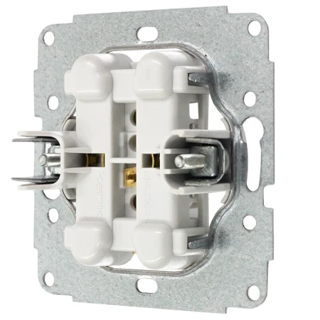 Gniazdo podwójne z ramką zaokrągloną seria MINI kolor biały mat/złoty