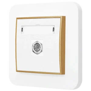 Gniazdo antenowe 1x z ramką zaokrągloną seria MINI kolor biały mat/złoty