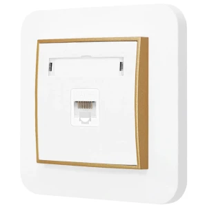 Gniazdo internetowe rj45 1x z ramką zaokrągloną seria MINI kolor biały mat/złoty