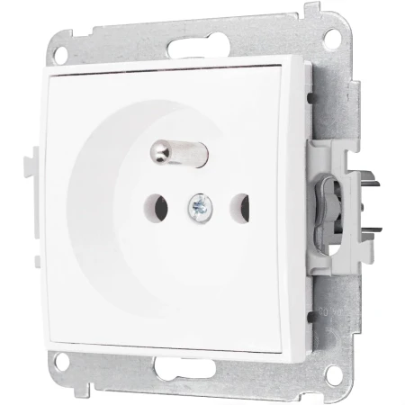 Gniazdo pojedyncze z ramką prostą seria MINI kolor biały mat/złoty