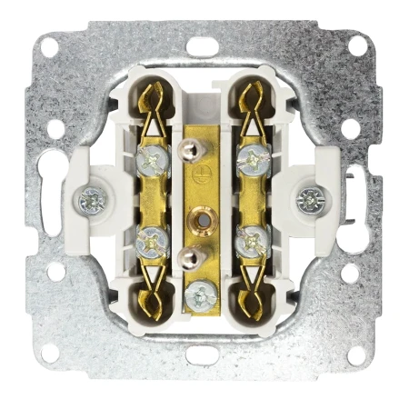 Gniazdo podwójne z ramką prostą seria MINI kolor biały mat/złoty