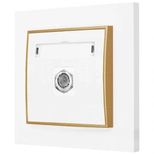 Gniazdo antenowe 1x z ramką prostą seria MINI kolor biały mat/złoty