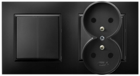 Gniazdo Podwójne Z Włącznikiem Podwójnym Do Sypialni Czarny Ospel Aria