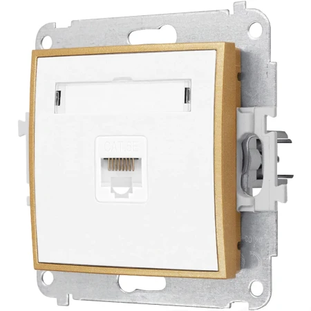 Gniazdo internetowe rj45 1x bez ramki seria MINI kolor biały mat/złoty