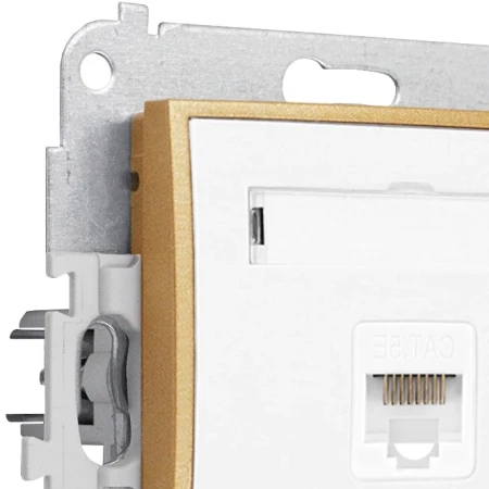 Gniazdo internetowe rj45 1x bez ramki seria MINI kolor biały mat/złoty