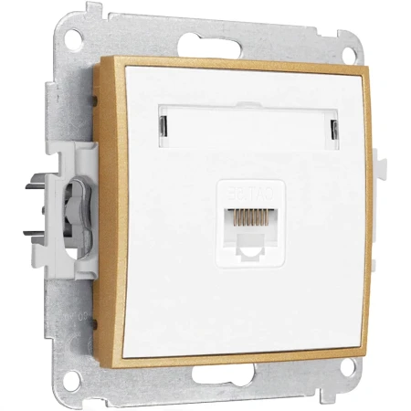 Gniazdo internetowe rj45 1x bez ramki seria MINI kolor biały mat/złoty