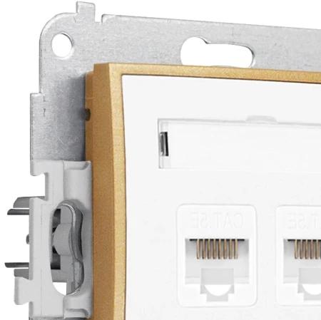 Gniazdo internetowe rj45 2x bez ramki seria MINI kolor biały mat/złoty