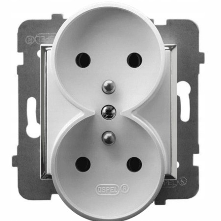 Moduł Biały / Srebro Bez Ramki Gniazdo Podwójne Ospel Aria