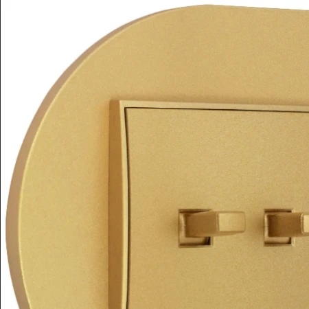 Dwa włączniki podwójne w stylu USA ramka okrągła seria Mini kolor złoty