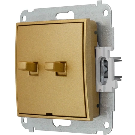 Dwa włączniki podwójne w stylu USA ramka okrągła seria Mini kolor złoty