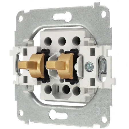 Dwa włączniki podwójne w stylu USA ramka okrągła seria Mini kolor złoty