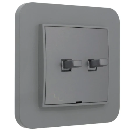 Włącznik schodowy podwójny w stylu USA ramka zaokrąglona seria Mini kolor szary mat