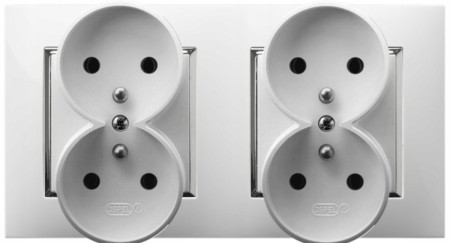 Gniazdo Poczwórne Pokojowe Ścienne Biały Srebro Ospel Aria