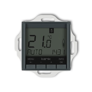 Karlik seria Mini Mechanizm uniwersalnego elektronicznego tygodniowego regulatora temperatury (podświetlenie białe) 28MRT-3.1