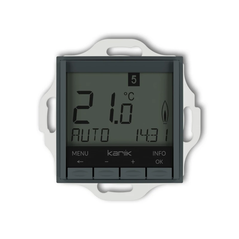 Karlik seria Mini Mechanizm uniwersalnego elektronicznego tygodniowego regulatora temperatury (podświetlenie białe) 28MRT-3.1