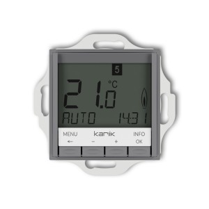 Karlik seria Mini Mechanizm uniwersalnego elektronicznego tygodniowego regulatora temperatury (podświetlenie białe) 27MRT-3.1