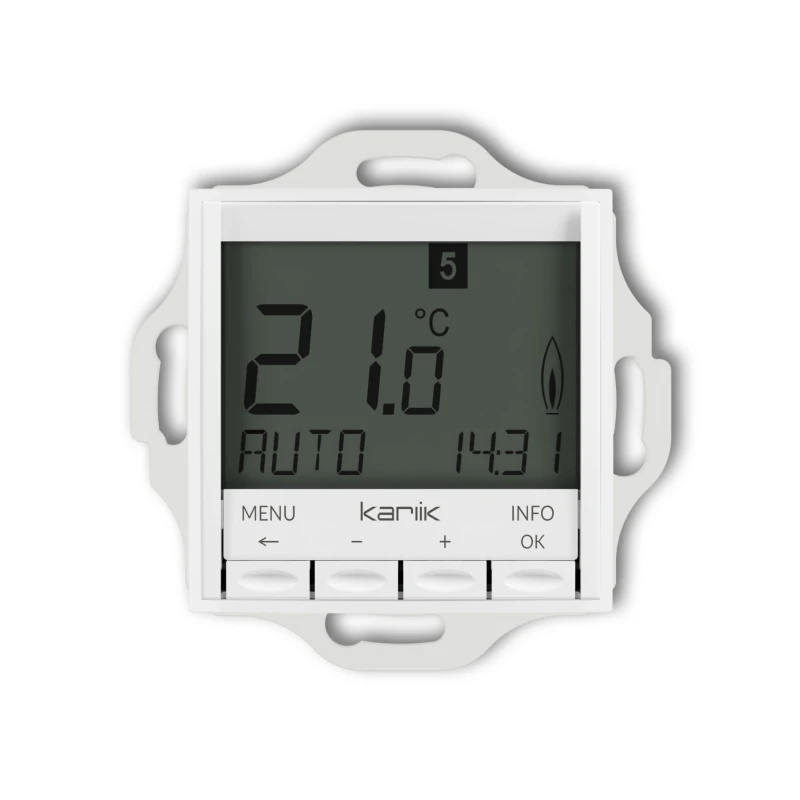 Karlik seria Mini Mechanizm uniwersalnego elektronicznego tygodniowego regulatora temperatury (podświetlenie białe) 25MRT-3.1