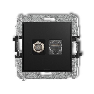 Karlik Mini czarny mat Gniazdo antenowe 1x F (SAT) + Gniazdo komputerowe 1xRJ45 bez ramki 12MGFKBO-5