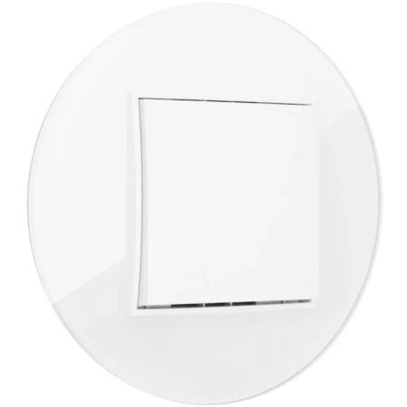 Włącznik pojedynczy z ramką okrągłą efekt szkła seria ICON kolor biały