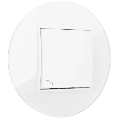 Włącznik schodowy z ramką okrągłą efekt szkła seria ICON kolor biały