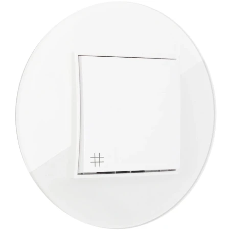 Włącznik krzyżowy z ramką okrągłą efekt szkła seria ICON kolor biały
