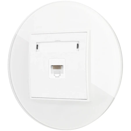 Gniazdo internetowe rj45 1x z ramką okrągłą efekt szkła seria ICON kolor biały