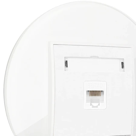 Gniazdo internetowe rj45 1x z ramką okrągłą efekt szkła seria ICON kolor biały