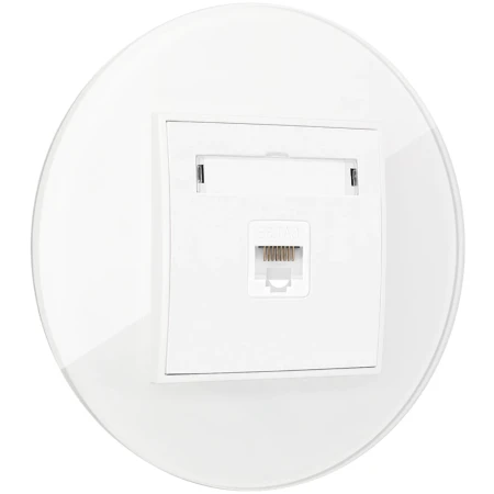 Gniazdo internetowe rj45 1x z ramką okrągłą efekt szkła seria ICON kolor biały