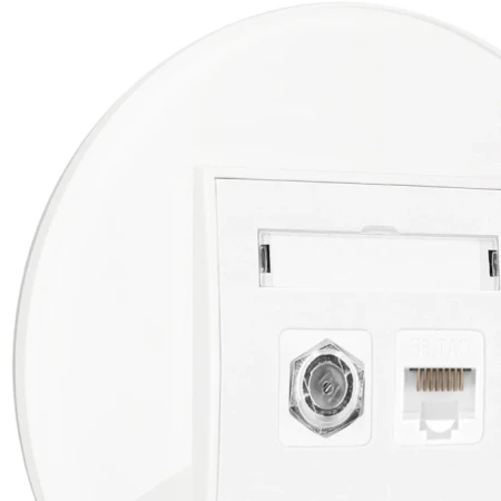 Gniazdo rj45/antenowe z ramką okrągłą efekt szkła seria ICON kolor biały