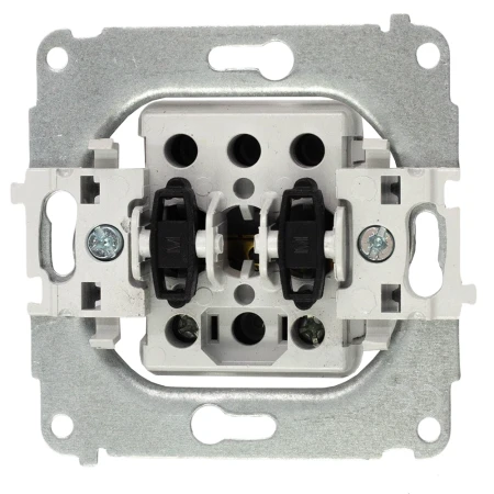 Włącznik podwójny z gniazdem hermetycznym z ramką okrągłą efekt szkła seria ICON kolor biały