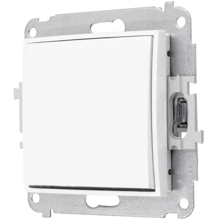 Włącznik pojedynczy i dwa gniazda pojedyncze z ramką okrągłą efekt szkła seria ICON kolor biały