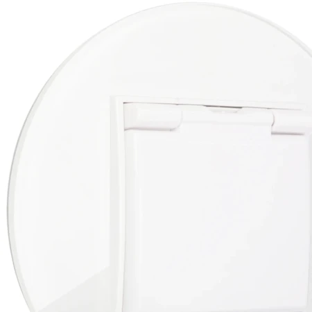 Włącznik podwójny i dwa gniazda hermetyczne z ramką okrągłą efekt szkła seria ICON kolor biały