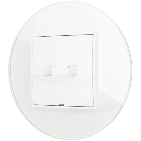 Włącznik podwójny w stylu USA ramka okrągła efekt szkła seria ICON kolor biały