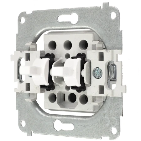 Włącznik podwójny w stylu USA ramka okrągła efekt szkła seria ICON kolor biały