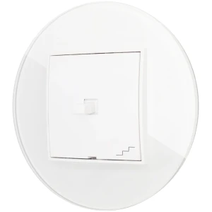 Włącznik schodowy w stylu USA ramka okrągła efekt szkła seria ICON kolor biały