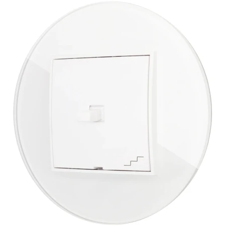 Włącznik schodowy w stylu USA ramka okrągła efekt szkła seria ICON kolor biały
