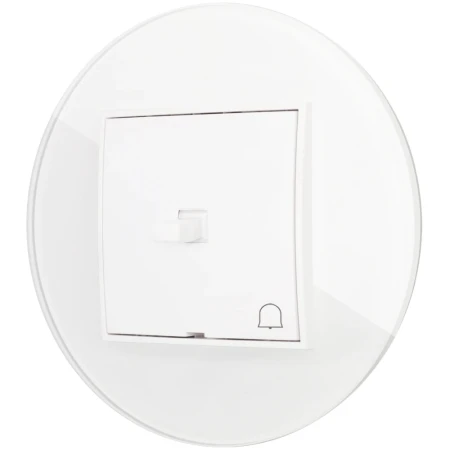 Włącznik dzwonkowy w stylu USA ramka okrągła efekt szkła seria ICON kolor biały