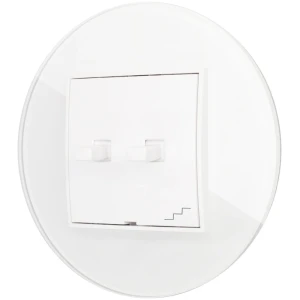Włącznik schodowy podwójny w stylu USA ramka okrągła efekt szkła seria ICON kolor biały
