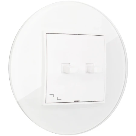 Włącznik schodowy podwójny w stylu USA ramka okrągła efekt szkła seria ICON kolor biały