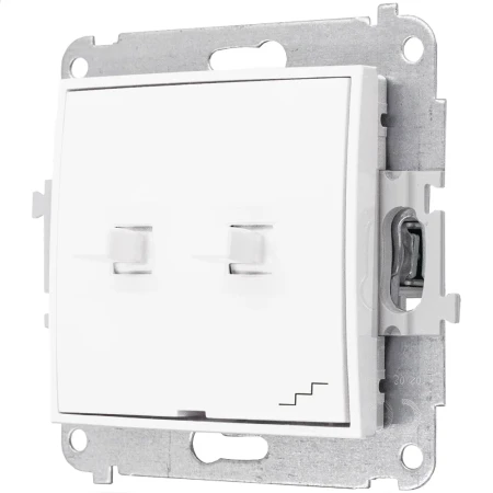 Włącznik schodowy podwójny w stylu USA ramka okrągła efekt szkła seria ICON kolor biały