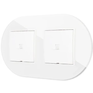 Dwa włączniki pojedyncze w stylu USA ramka okrągła efekt szkła seria ICON kolor biały